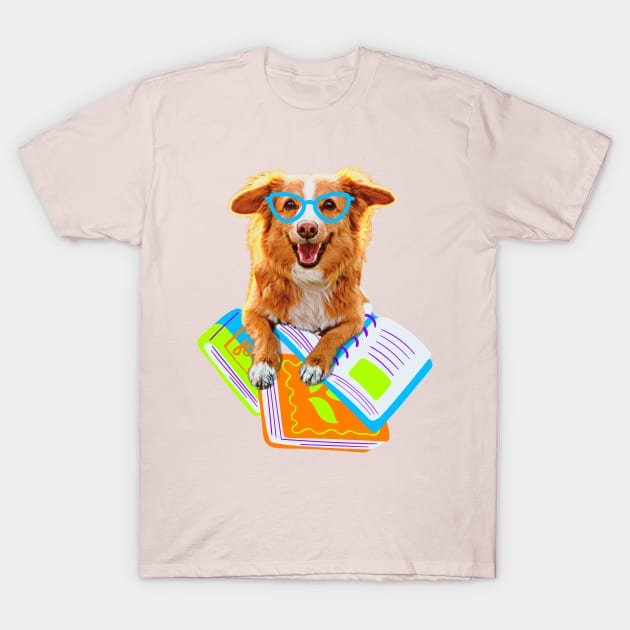 Toller dog reading T-Shirt by Reading Dogs